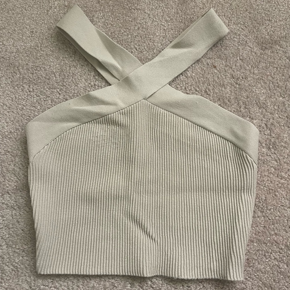 Aritzia Babaton Cream Cross-Strap Tank Top